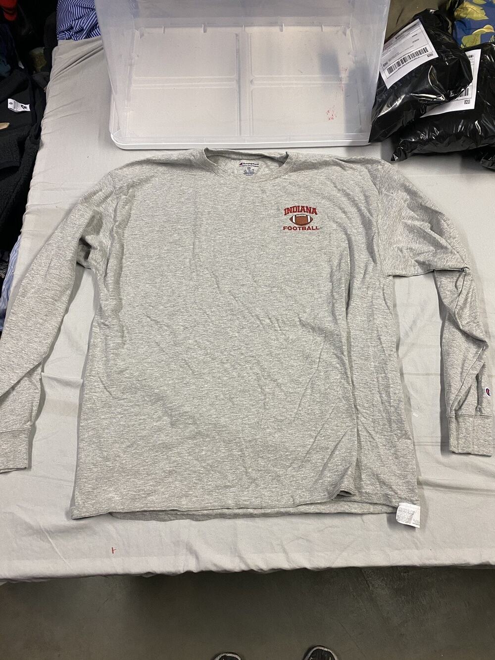 Indiana Hoosiers Champion Brand Long Sleeve T Shirt Size 2XL Red Gray Logo